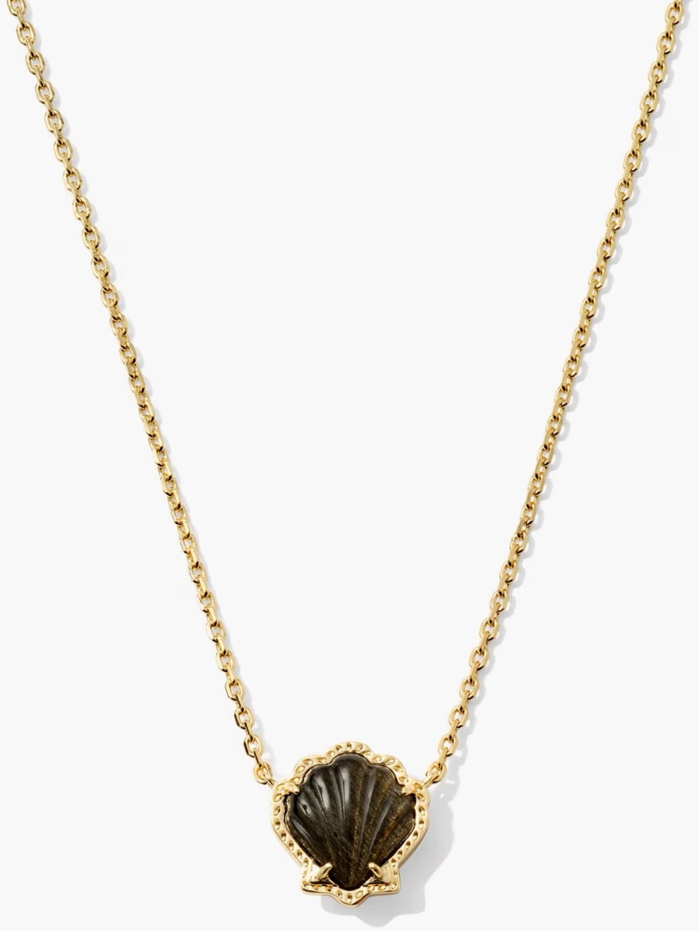 Brynne Gold Shell Short Pendant Necklace in Golden Obsidian - Picture 5 of 5